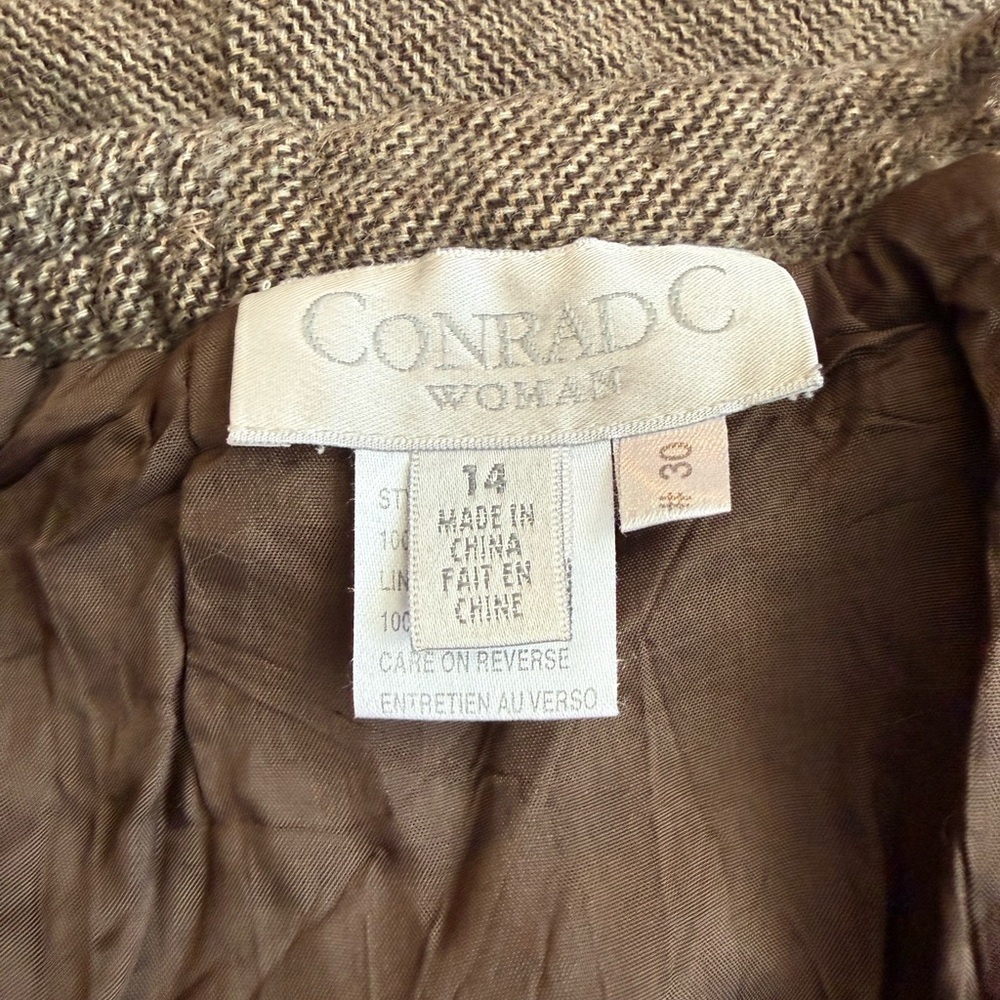 Conrad C Brown Wool Tweed A-Line Skirt w Lace Hem | Size 14 - Picture 2 of 7